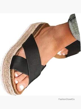 Wide Width Platform Sandals Espadrilles Wedges Slides Open Toe Slippers Casual